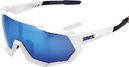 Lunettes 100% Speedtrap Matte White - Verre Bleu Miroir