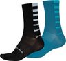 Lot de 2 Paires de Chaussettes Endura Coolmax Bleu/Noir