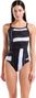 Arena Grid Lightdrop Back Swimsuit, Black/White, Women's