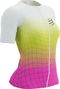 Compressport Tri Postural Aero SS Top Kurzarmtrikot Damen Weiß / Gelb / Rosa