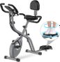 Vélo d’appartement Fitness 3-en-1 pliable magnétique connecté Gris