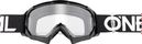 Oneal B-10 Solid Youth Goggle Black White Frame Lente trasparente