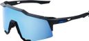 Brille 100% Speedcraft Matte Schwarz- Mehrschichtige verspiegelte Gläser Hiper Blue