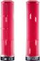 Pair of DMR DeathGrip2 Flangeless Lock-On Handlebar Grips, 135 mm, Red/Transparent