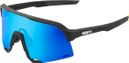 Lunettes 100% S3 Matte Noir - Verres Miroir Hiper Bleu Multilayer 