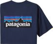 Korte Mouwen Tee Shirt Patagonia P-6 Logo Responsibili-Tee Blauw Heren