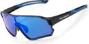Cycling glasses polarized kids 8 for 14 ans black blue