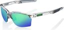 100% Sportcoupe Sunglasses - Polished Translucent Crystal Grey - Mirror Green