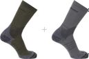Chaussettes Salomon X Ultra Access Crew Kaki/Gris (2 paires)
