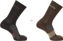 Chaussettes Salomon Evasion Crew Noir/Marron (2 paires)