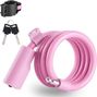 Antivol de Vélo  Câble Acier Antivol Extensible 115cm - rose