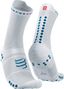 Paire de Chaussettes Compressport Pro Racing Socks v4.0 Run High Blanc / Bleu