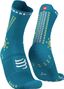 Pair of Compressport Pro Racing Socks v4.0 Trail Blue / Green