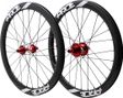 Pair of Pride Gravity/Control UD Gloss Carbon Disc Wheels 36H Red Hub