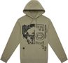 Fox Image Skull Hooded Sweatshirt Green for Men