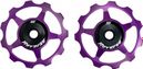 Pair of Reverse Pulleys Steel Bearings 7-12 Speeds Purple